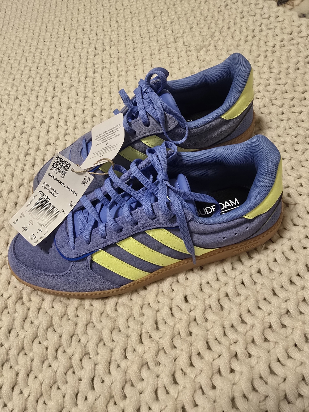 adidas Breaknet Sleek Suede Sneakers in Periwinkle with Gum Sole - Picture 1 of 5